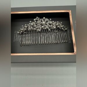 Believe by Brilliance Fine Sliver Plated Hair Comb Cubic Zirconia Pearl Bride